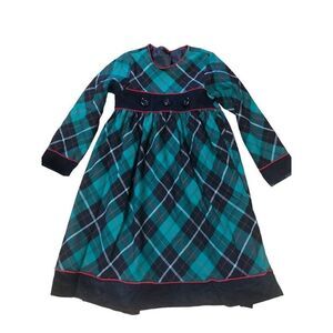 Vintage Girls Lavender Blue Plaid Pleated Dress Size 6X
